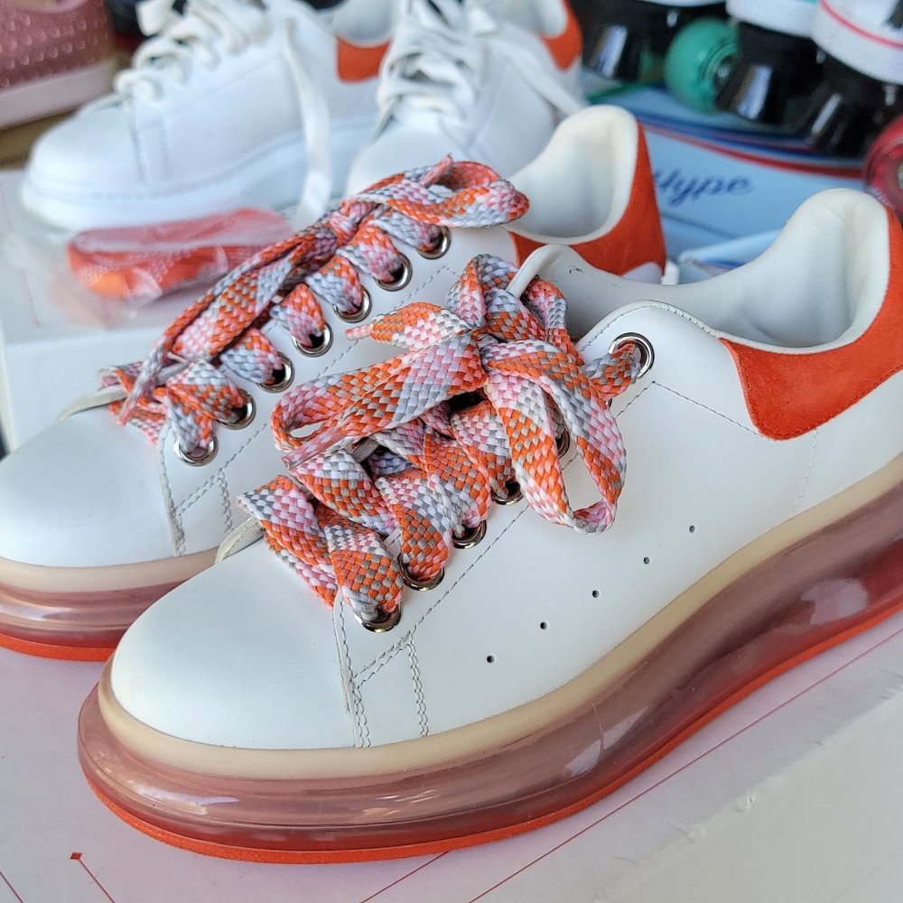 Alexander McQueen Leather Oversized Trainers Orange